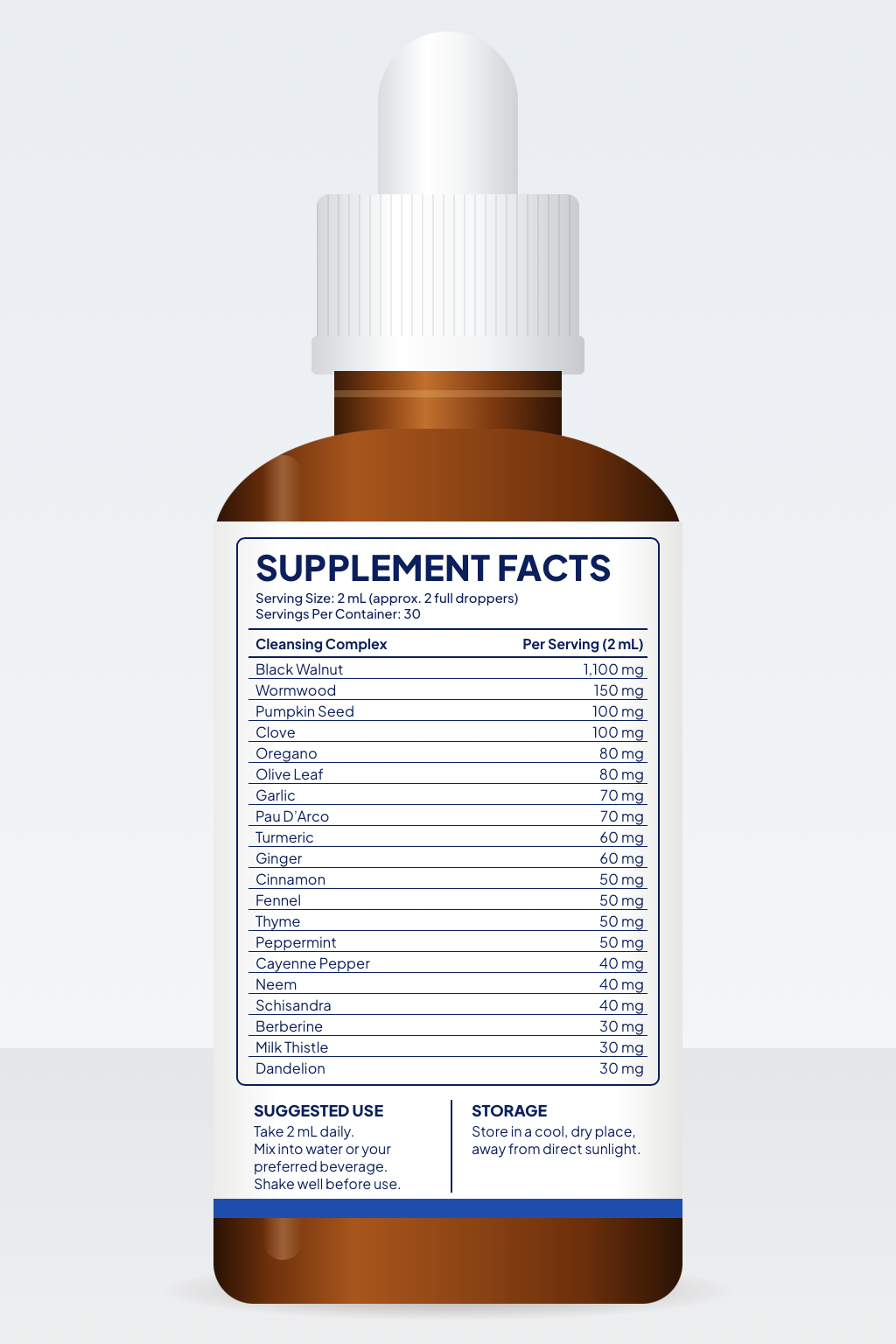 Antidote Supplements Black Walnut, Wormwood, Pumpkin Seed & Clove Drops  60 mL